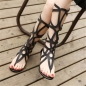 Frauen Sommer Fashion Outdoor Böhmen Gladiator flache Knie Höhen Reißverschluss Sandalen Schuhe