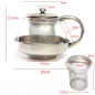 600ML Edelstahl Moderne Infuser Teekanne Kräuter mit Filter hitzebeständigem Glas Kaffeekanne