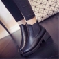 Damen Lederschuhe Ankle Boots Chunky Blockabsatz Slip Pumpen runde Zehe elastische Stiefel
