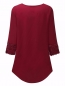 Pleated Lace Patchwork Three Quarter Sleeve Blouse