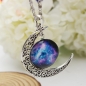 Silber hat galaktisches Mondweltallglas cabochon Hängekette gepanzert