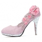 Glitter Blume Pump Hochzeit Kristall High Heels Damenschuhe