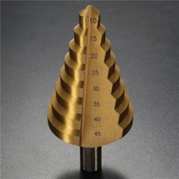 10-45mm Goldene Nitrieren-HSS-Spira Nitrieren Groove Kernlochschneider Bit HSS Spiralrillenstufenbohrer 