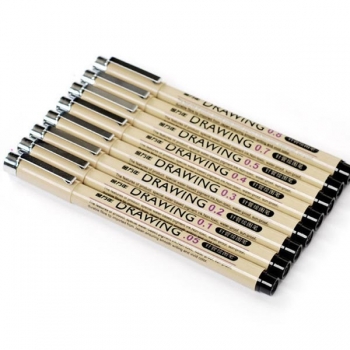 8PCS / Box 0.05-0.8mm Schwarz Gelschreiber Grafik, Zeichnung, Skizze-Entwurf Pens
