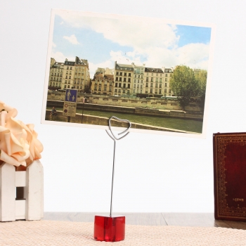Silber Red Heart Platz Kartenhalter Herz Form Klipp Karten Standplatz Photo Memo Papier Mitteilung Clip