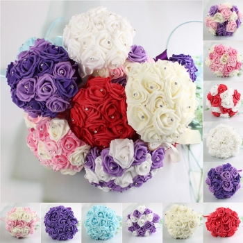30cm / 11.8'' Kristall Foam Blumen Roses Wedding Brautbrautjunfer Bouquet Posy