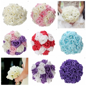 30cm / 11.8'' Kristall Foam Blumen Roses Wedding Brautbrautjunfer Bouquet Posy
