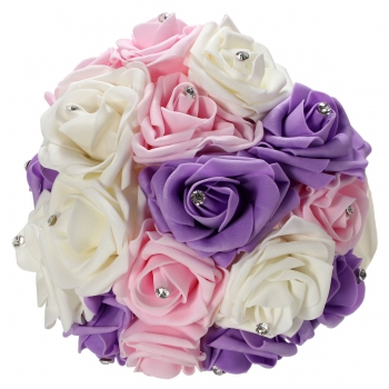 30cm / 11.8'' Kristall Foam Blumen Roses Wedding Brautbrautjunfer Bouquet Posy