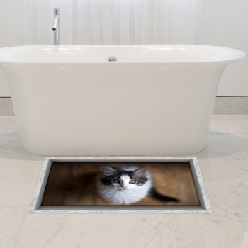 PAG 3D Antibeleg wasserdichte kleine Katze Muster Badezimmer Fussboden Sticker Waschbar Shower Room Decor