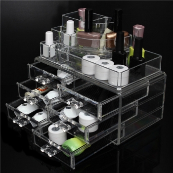 6 Schubladen Plexiglas Make Up Organizer Schubladen Kosmetik Anzeigen Halter Kasten Speicher 2 Layer