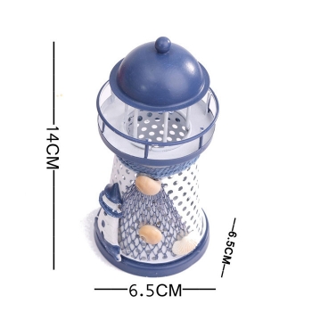 Mittelmeer Eisen Leuchtturm Craft Ornaments Ozean Home Decor LED Candle Light Caldleholder