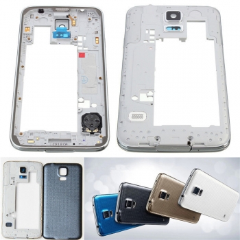 Silber Mittel Feld Gehäuse Lünette Kennzeichen Kamera Abdeckung für Samsung Galaxy S5 G900