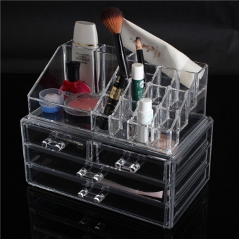 4 Schublade Acryl Klar Make Up Organizer Kosmetische Anzeige Nagellack Speicher Halter
