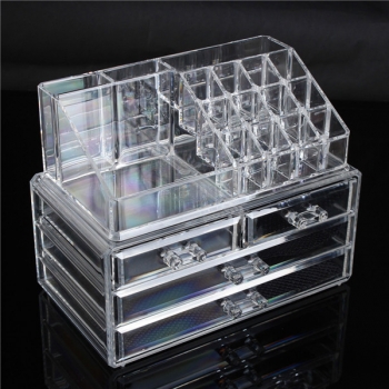 4 Schublade Acryl Klar Make Up Organizer Kosmetische Anzeige Nagellack Speicher Halter