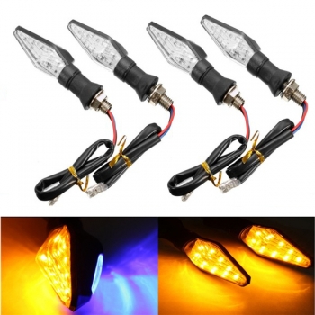 4pcs 12V Universalmotorrad LED Blinkeranzeige Gelbes Licht mit blauem