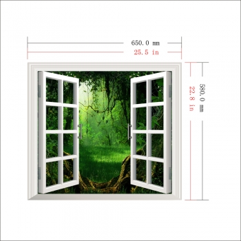Deep Forest PAG 3D Artificial Fenster Ansicht 3D Wandaufkleber Raum Aufkleber Ausgangswand Dekor Geschenk