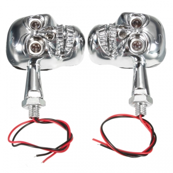 Schalten 12V 4 LED Motorrad Schädel Signalanzeige Amber Light Silber