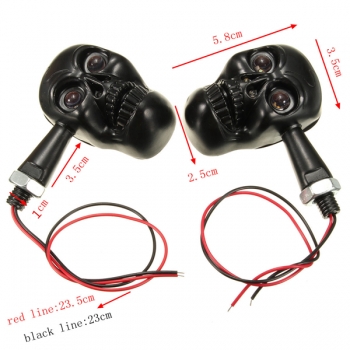 12V 4 LED Motorrad Schädel Blinker Kontroll Amber Light Schwarz