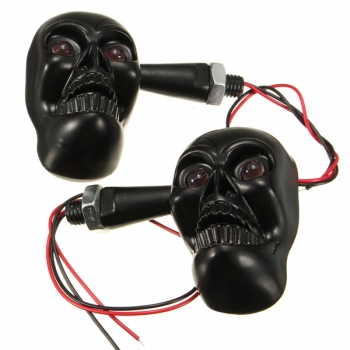 12V 4 LED Motorrad Schädel Blinker Kontroll Amber Light Schwarz