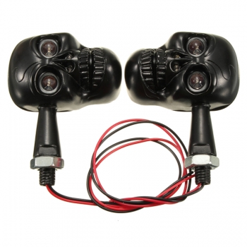 12V 4 LED Motorrad Schädel Blinker Kontroll Amber Light Schwarz
