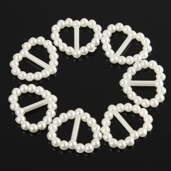 24X süße Perlen Herz Wölbungs Band Slider DIY Haar Dekoration