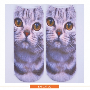 Frauen Damen 3D Druck Tiermuster Socken nette Katze Low Cut Ankle Hosiery