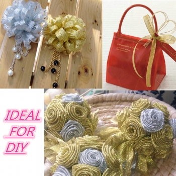 50mm 25 Yards Draht Rand Gold Silber glitter Effektband Hochzeit Geschenk Verpackung Zubehör