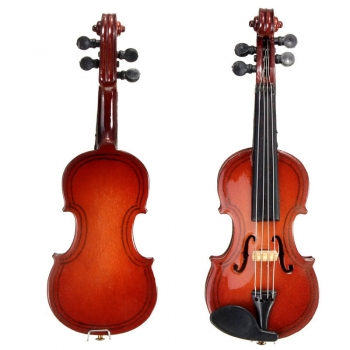 1/12 Violine aus Holz Musikinstrument mit Case &amp; Halter Doll House Decor Zubehör Geschenk 