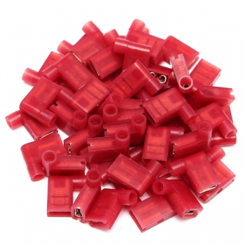20 / 50Pcs Red 22-18AWG 6.35mm 90 Grad Rechts Flagge Lucar Spade weiblichen Anschlüsse