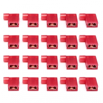 20 / 50Pcs Red 22-18AWG 6.35mm 90 Grad Rechts Flagge Lucar Spade weiblichen Anschlüsse