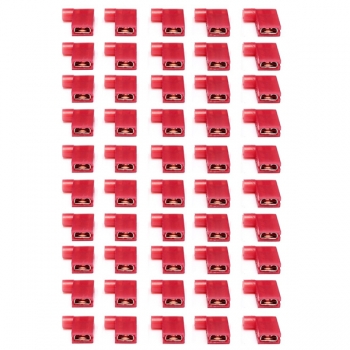 20 / 50Pcs Red 22-18AWG 6.35mm 90 Grad Rechts Flagge Lucar Spade weiblichen Anschlüsse