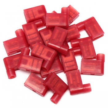 20 / 50Pcs Red 22-18AWG 6.35mm 90 Grad Rechts Flagge Lucar Spade weiblichen Anschlüsse