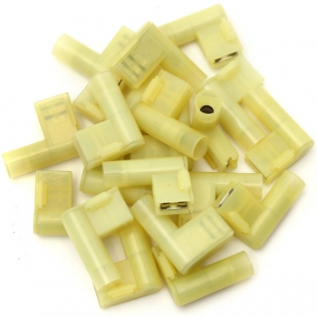 20 / 50Pcs Gelb 12-10AWG 6.35mm 90 Grad Rechts Flagge Lucar Spade weiblichen Anschlüsse