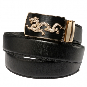 Männer Drachen Muster Second Floor Rindledergurt Automatische Buckle Geschäfts Strap