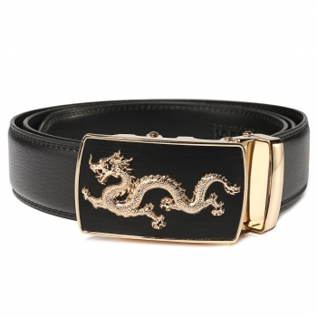 Männer Drachen Muster Second Floor Rindledergurt Automatische Buckle Geschäfts Strap