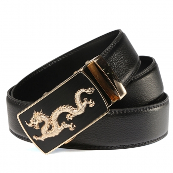 Männer Drachen Muster Second Floor Rindledergurt Automatische Buckle Geschäfts Strap