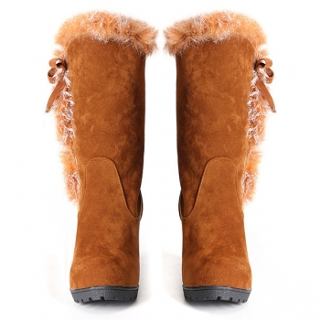 Künstliche Pelz Futter Trim Mid Calf Schnee Keilabsatz Schneestiefel