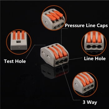 5pcs 3P Elektro Kabel Draht Verbindungswiederverwendbare Federhebel Terminal Block