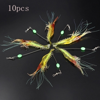 10pcs 7cm Luminous Garnele Fischen Soft Garnele Köder Hakengeschirr Köder Angelköder