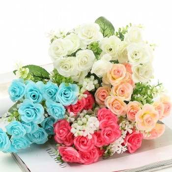 15 Kopf Kunst Rose Simulations Blumen Blatt Bouquet Startseite Hochzeit Garten Dekoration