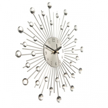 Diamante Kristalleffekt Jeweled Sunburst Silber Draht Wanduhr