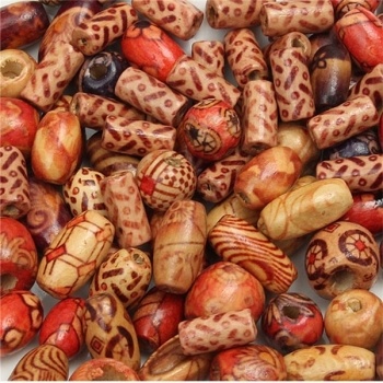 100Pcs Mischfarbe Holzperlen Rundrohr Reis Perlen 