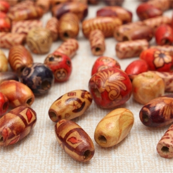100Pcs Mischfarbe Holzperlen Rundrohr Reis Perlen 