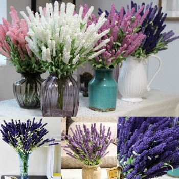  12 Köpfe künstliche Lavendel Blumen Hochzeit Hauptdekoration