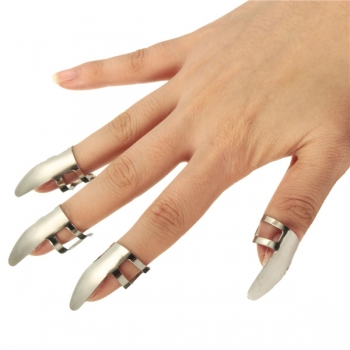 6PC Edelstahl Metall Finger Pick Plektren Daumen Picks für Gitarre