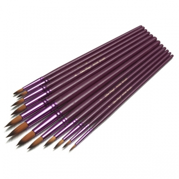 12st Flach Spitze Rund Spitze Malerei Pinsel Künstler Nylonhaar Aquarell Öl Zeichnungs Feder