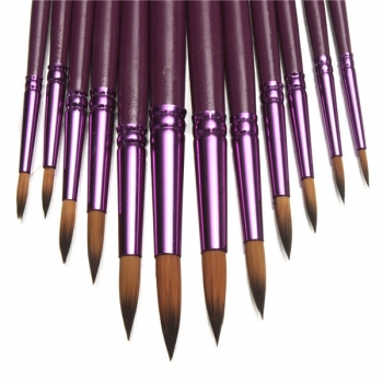 12st Flach Spitze Rund Spitze Malerei Pinsel Künstler Nylonhaar Aquarell Öl Zeichnungs Feder