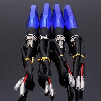 4pcs Motorrad LED Blinkeranzeige Blinkers Amber Light Blau Körper Shell