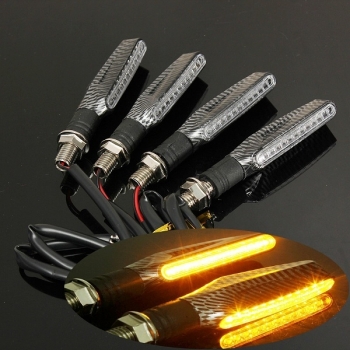 4pcs Motorrad LED Blinkeranzeige Blinkers Amber Light Carbon Körper Shell