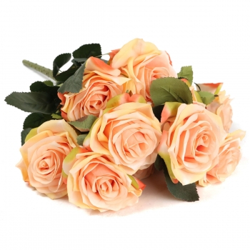 10 Köpfe der Kunstseide Blumen Rosen Hochzeits Blumenstrauß Partei Hauptdekoration